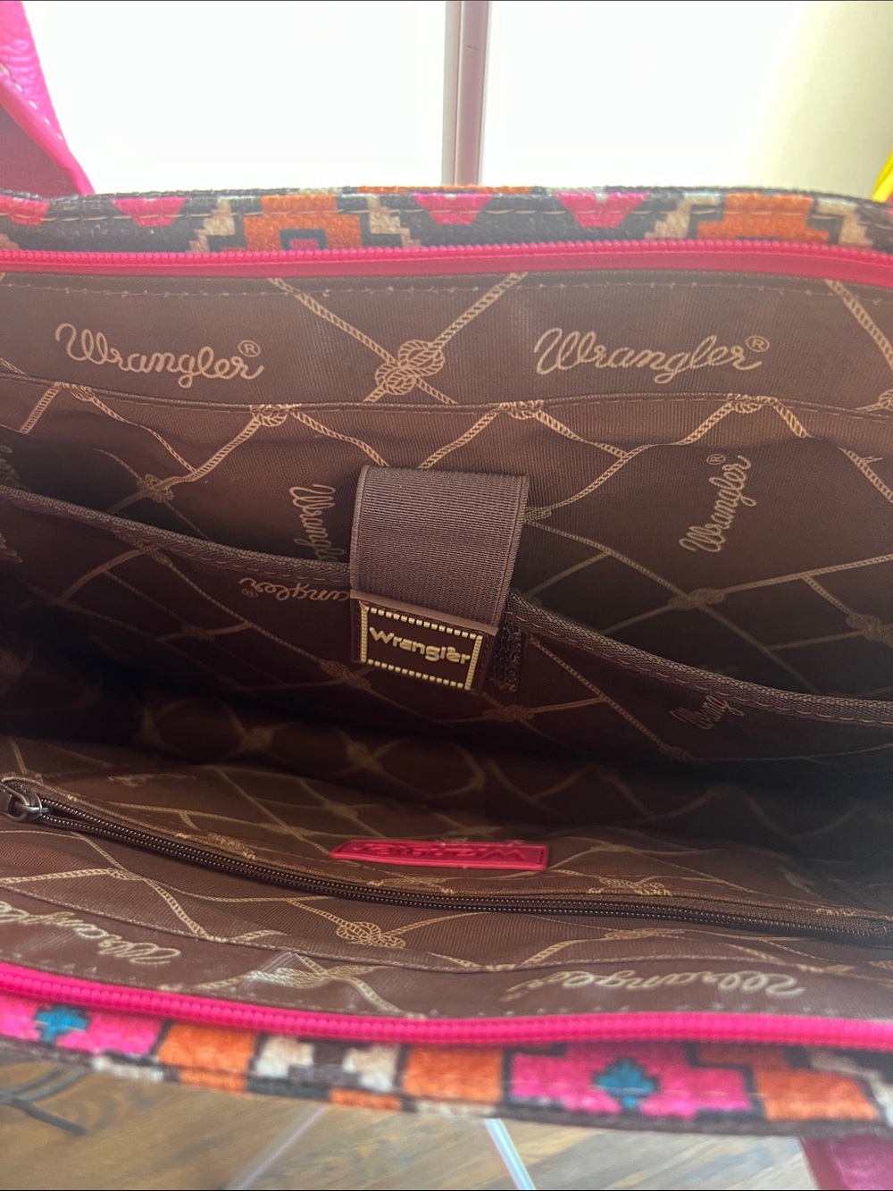 Wrangler Multicolor Aztec Tote with Pink Handles - Picture 5 of 5